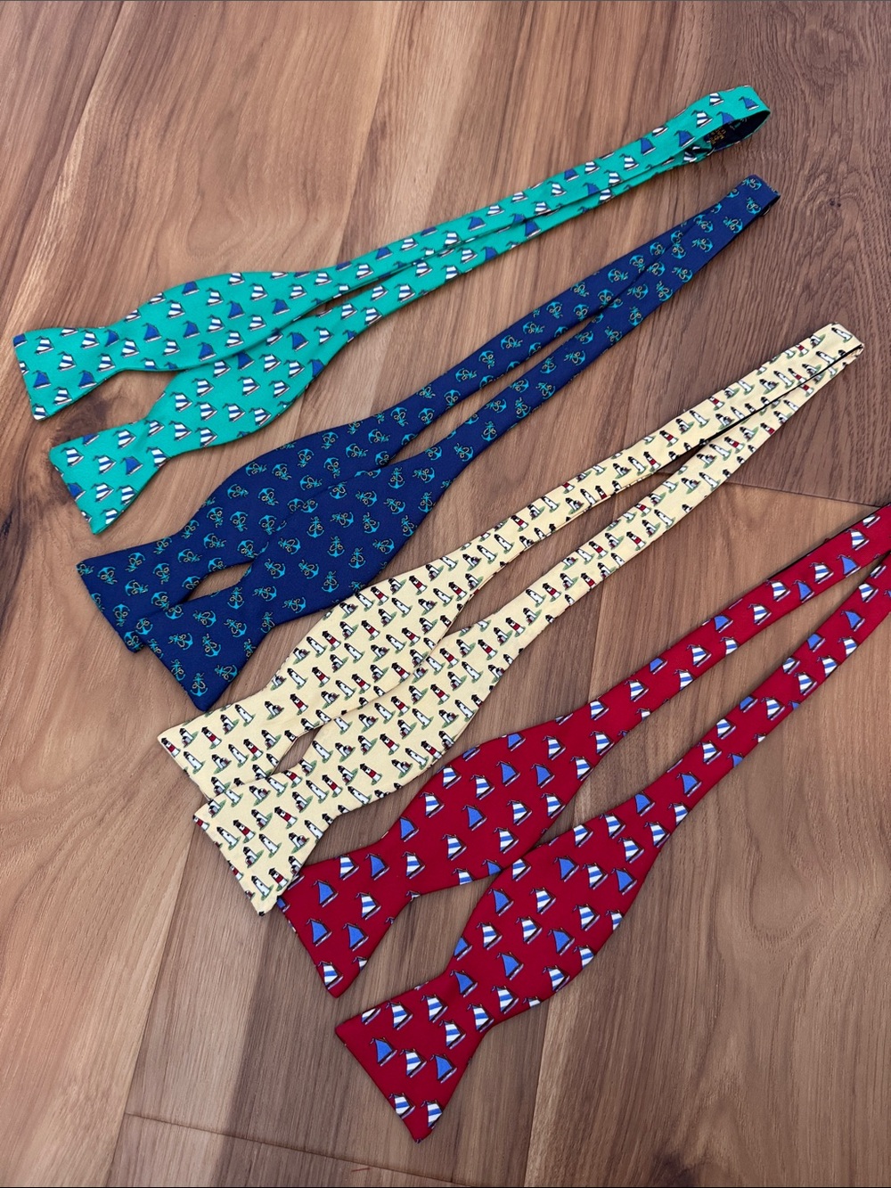 Bundle of 4 Nautical themed bow ties - 100% Silk - Adjustable